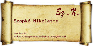 Szopkó Nikoletta névjegykártya